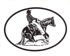 Reining Horse Decal - Equine Discipline Oval Vinyl  Black &amp; White Window... - £3.18 GBP