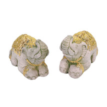 Royal Thai Kneeling Elephants with Gold Paint Accents Figurines or Bookends - £28.79 GBP