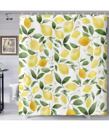 Lemons All Over Fruit Green Leaves Fabric Shower Curtain, Modern, 70&quot; x ... - $29.62 CAD