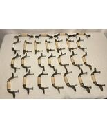 Vintage Lot 25  Porcelain &amp; Brass Drawer Pull Cabinet Handles Hardware - $133.64