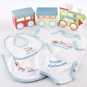 "Precious Cargo" Four Piece Embroidered Layette Set with Kee - $24.00