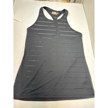 Athleta Top Womens Mesh Striped High Neck Chi Racerback Tank Black Size ... - $371.56 MXN