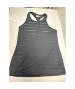 Athleta Top Womens Mesh Striped High Neck Chi Racerback Tank Black Size ... - $371.56 MXN