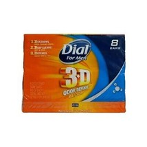 Dial For Men 3-D Odor Defense Soap 8 Bars 4 Oz. Each  - £56.29 GBP