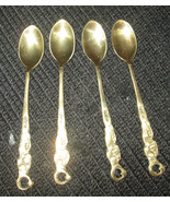 Vintage Lot of 4 brass or gold finish demitasse spoons Marked - $25.37