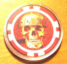 (1) Skull Poker Chip Golf Ball Marker - Red - $7.95