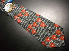 Keith Daniels Neck Tie Red Valentine Hearts on Black Unused Manufacturer Sleeve - $12.99