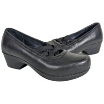 Dansko Womens Size 8.5 US 39 EU Tilda Black Leather Slip On Clogs Platform Heels - £40.00 GBP