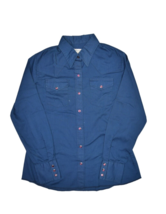Vintage Wrangler Shirt Womens M 40 Blue Western Pearl Snap Cowgirl 80s USA Made - £21.95 GBP