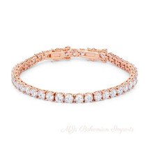 17.6 Ct Rosegold Tennis Bracelet with Shimmering Round CZ - £36.08 GBP
