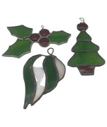 Christmas Handcrafted Stained Glass Suncatcher Ornaments Set Of 3 Tree  ... - £10.97 GBP