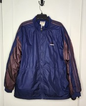 Vintage Adidas Windbreaker Jacket Large 3 Stripes Nylon Blue Brown READ ... - $9.50