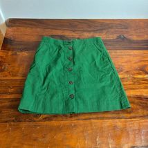 J.Crew Skirt Womens Size 0 Green A-Line Short Zip Front Pockets Lined - $18.02