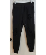 Womens S White Birch Black Distressed Drawstring Waist Lounge Pants Swea... - $12.29 CAD