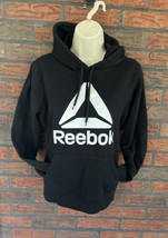 Black Reebok Hoodie Small Pullover Long Sleeve Cotton Sweatshirt Pocket ... - £10.07 GBP