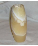 Alabaster Bud Vase Yellow White Amber Heavy - $9.99