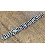 Vintage KRAMER Signed Clear Rhinestone Statement Cocktail Bracelet Flapp... - £27.25 GBP