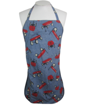 Vintage Radio Flyer Wagon print kitchen barbecue apron unisex adult cotton lined - £14.20 GBP