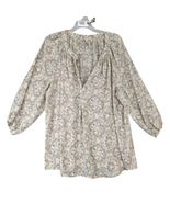 Lila Rose Butterfly Print Beige Tunic Blouse Women&#39;s Plus Size 2X Puff S... - $36.29 CAD