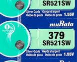 Murata 379 Battery SR521SW 1.55V Silver Oxide Watch Button Cell (10 Batt... - £3.29 GBP+