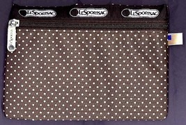 LeSportSac Black Pin Dot Print Fabric All Purpose Zippered Pouch Cell Gift Bag - £11.85 GBP