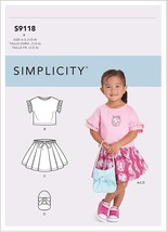 Simplicity Sewing Pattern 9118 10512 Toddlers Tops, Skirts Purse Size 1/2-4 - $8.06