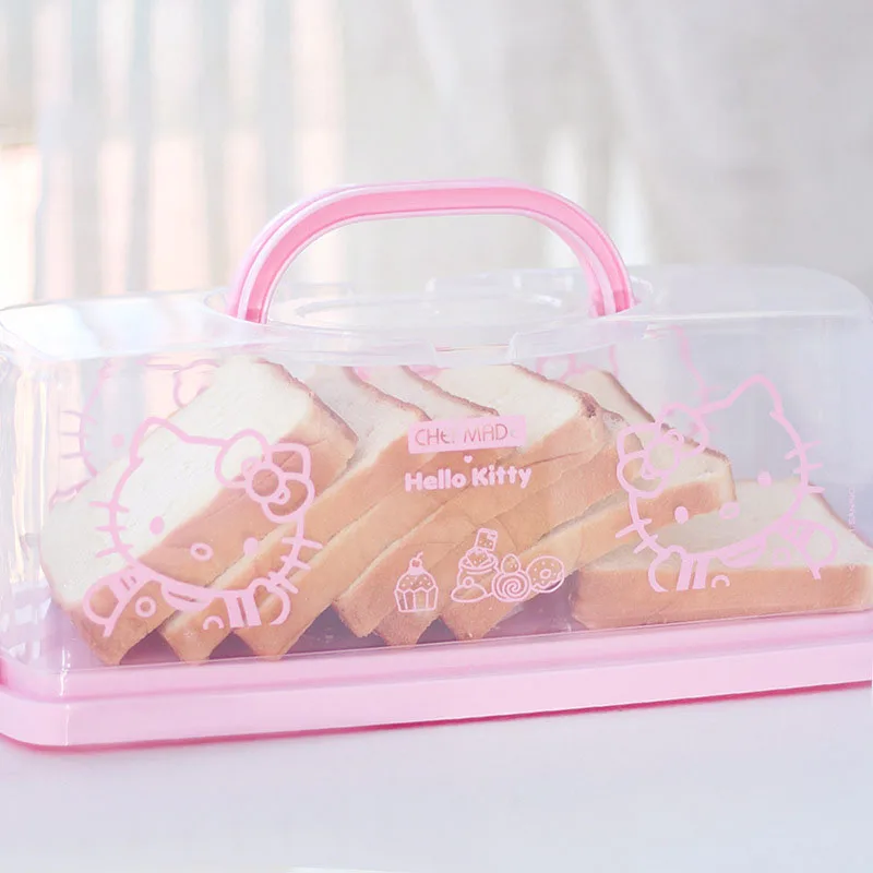 Kawaii Hello Kitty Portable Toast Box Sanrio Cartoon Cute Rectangular Reusable - £30.20 GBP