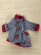 Vintage Handmade Barbie Coat Black White Red Plaid KG JD - $9.89