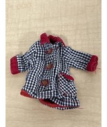 Vintage Handmade Barbie Coat Black White Red Plaid KG JD - $9.89