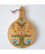 Vintage Hand Painted Wood Cutting Board Round Wall Hanging Floral Dutch ... - $29.67