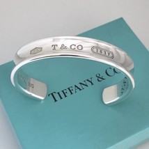 7.5" Men's Tiffany & Co 1837 Wide Cuff Bracelet in Sterling Silver Unisex - £475.61 GBP