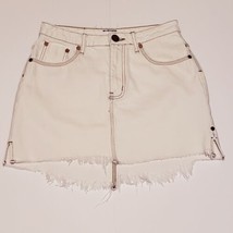 One Teaspoon Mini Skirt Cream Ivory White Distressed Denim Cotton Sz 27 Summer - £52.23 GBP