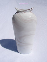 Pale Pink and White Opaque Slag Glass Vase Swirl - £5.59 GBP