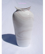 Pale Pink and White Opaque Slag Glass Vase Swirl - £5.50 GBP