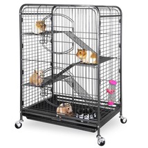 37&quot; 4 Levels Small Animals Hutch Ferret Cage Chinchilla With 2 Front Doo... - $97.84