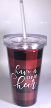 Have A Cup Of Cheer-Holiday Christmas 16oz Tumbler Cup W Lid &amp; Straw-NEW-SHIP24H - £11.64 GBP