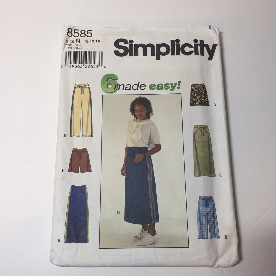 Simplicity 8585 Size 10 12 14 Misses' Skirt Pants Shorts - $12.86