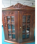 Vintage Collectible Curio Two Shelves Glass Carved Front 20 X 22 X 8 Han... - $2,664.89 MXN