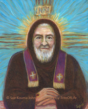 Padre Pio with Cross Art Print - £14.20 GBP+