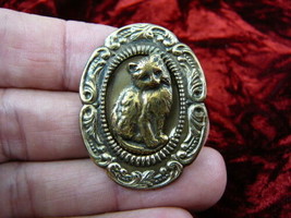 (B-CAT-153) Kitten sitting kitty cat cats love pin brass pendant - $17.75