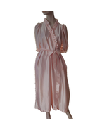 JCPenney Misses Beth Michaels Long Robe Size Large Pink Ruffles Elbow Sl... - €18,71 EUR