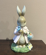 Cute Easter Bunny Rabbit With Egg Basket And Bird On Hand New Figurine 12” - £35.95 GBP
