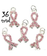 36 PINK RIBBON BREAST CANCER AWARENESS RHINESTONE CHARM - £16.95 GBP