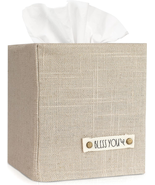 Stylish Tissue Box Cover - This Beige Linen Holder Instantly Covers Your... - €10,51 EUR