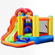 Inflatable Water Slide Bounce House with Pool and Cannon Without Blower - Color - £271.89 GBP