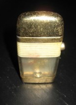 Vintage SCRIPTO Mini VU Lighter Bullet Hole White Band &amp; Gold Tone Lighter  - $14.99