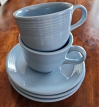 Vintage Fiesta® ~ Two (2) Cups &amp; Three (3) Saucers ~ Replacement Pieces ~ Blue - £29.55 GBP