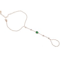 Wristlet slave bracelet cz tennis chain tear drop cubic zirconia rose gold color - £17.17 GBP