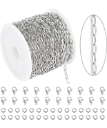 32.8 Feet 304 Stainless Steel Chain Bulk Silver Paperclip Chains for Jew... - €15,05 EUR