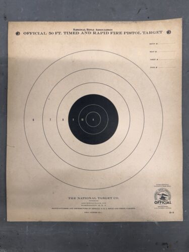 Vintage NRA Timed Pistol 50ft Gun Target National Rifle Association Coll... - $8.31